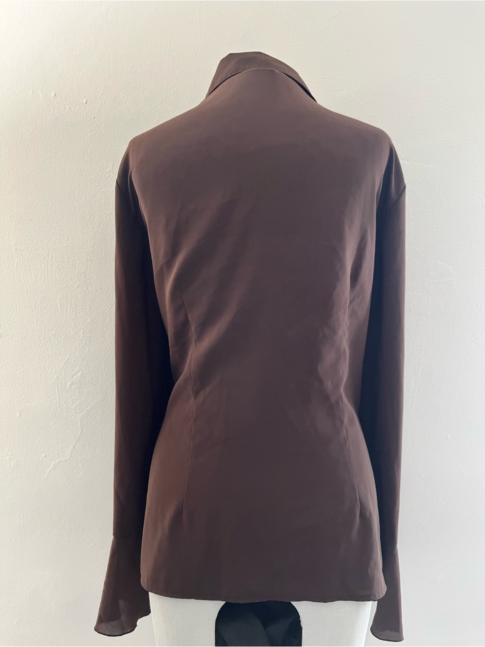 Spense Brown Ruffle Front Button-Down Blouse - Picture 5 of 5